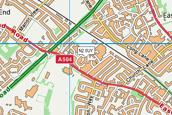 N2 0UY map - OS VectorMap District (Ordnance Survey) N2 0UY map - OS VectorMap District (Ordnance Survey)