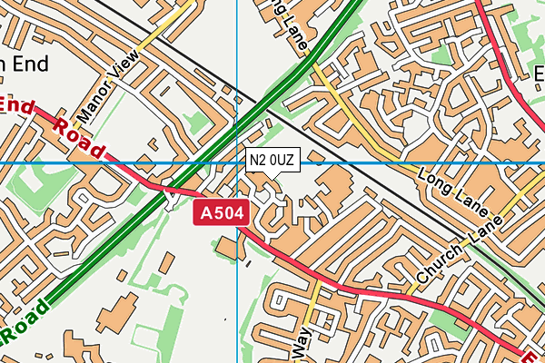 N2 0UZ map - OS VectorMap District (Ordnance Survey) N2 0UZ map - OS VectorMap District (Ordnance Survey)