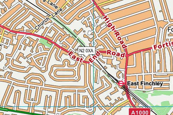 N2 0XA map - OS VectorMap District (Ordnance Survey) N2 0XA map - OS VectorMap District (Ordnance Survey)