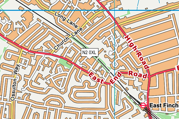 N2 0XL map - OS VectorMap District (Ordnance Survey) N2 0XL map - OS VectorMap District (Ordnance Survey)