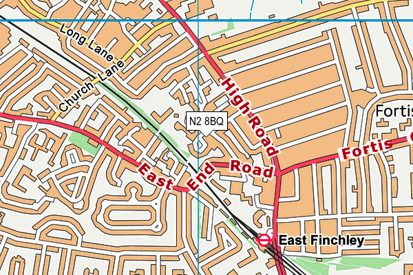 N2 8BQ map - OS VectorMap District (Ordnance Survey) N2 8BQ map - OS VectorMap District (Ordnance Survey)