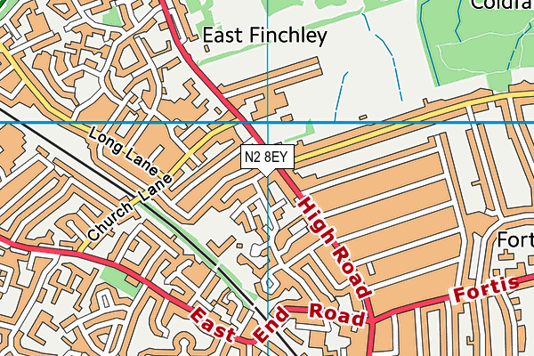 N2 8EY map - OS VectorMap District (Ordnance Survey) N2 8EY map - OS VectorMap District (Ordnance Survey)