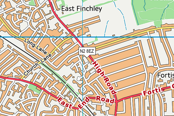 N2 8EZ map - OS VectorMap District (Ordnance Survey) N2 8EZ map - OS VectorMap District (Ordnance Survey)