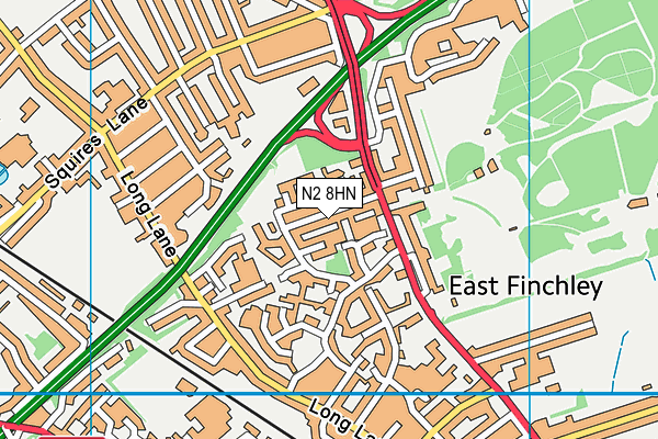 N2 8HN map - OS VectorMap District (Ordnance Survey) N2 8HN map - OS VectorMap District (Ordnance Survey)