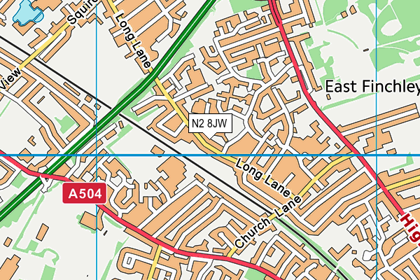 N2 8JW map - OS VectorMap District (Ordnance Survey) N2 8JW map - OS VectorMap District (Ordnance Survey)
