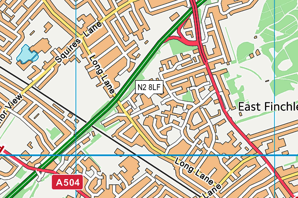 N2 8LF map - OS VectorMap District (Ordnance Survey) N2 8LF map - OS VectorMap District (Ordnance Survey)