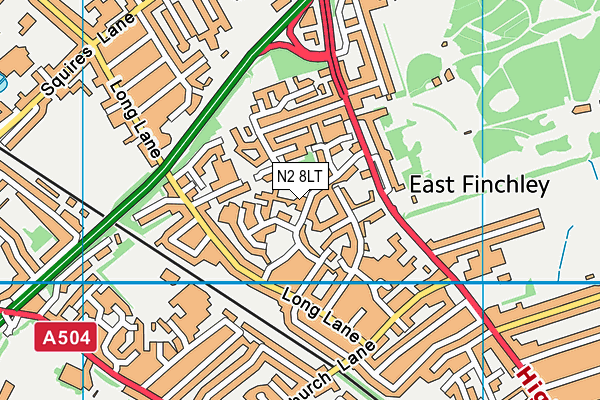 N2 8LT map - OS VectorMap District (Ordnance Survey) N2 8LT map - OS VectorMap District (Ordnance Survey)
