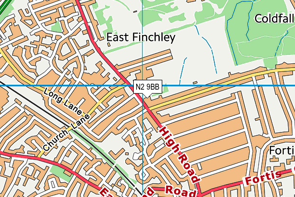 N2 9BB map - OS VectorMap District (Ordnance Survey) N2 9BB map - OS VectorMap District (Ordnance Survey)