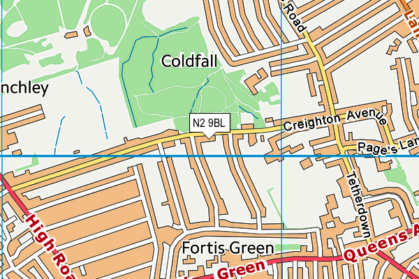 N2 9BL map - OS VectorMap District (Ordnance Survey) N2 9BL map - OS VectorMap District (Ordnance Survey)
