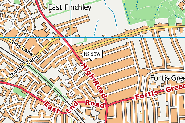 N2 9BW map - OS VectorMap District (Ordnance Survey) N2 9BW map - OS VectorMap District (Ordnance Survey)