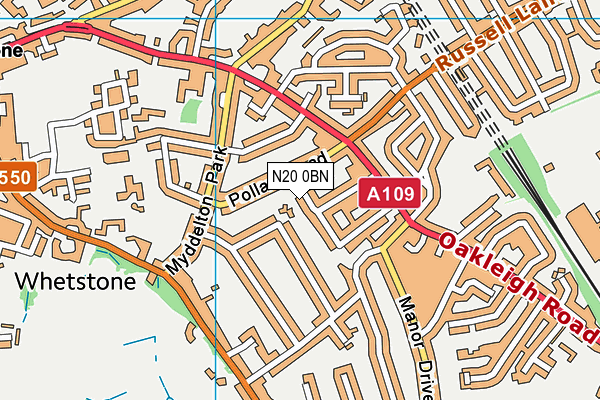 N20 0BN map - OS VectorMap District (Ordnance Survey)