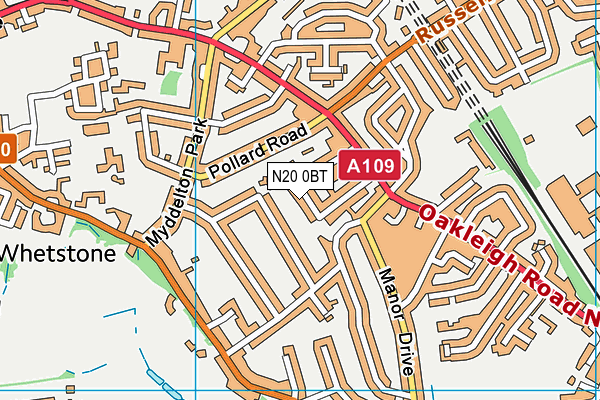 N20 0BT map - OS VectorMap District (Ordnance Survey)