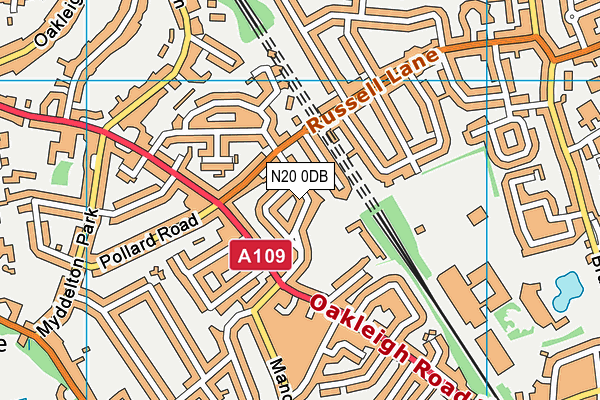 N20 0DB map - OS VectorMap District (Ordnance Survey)