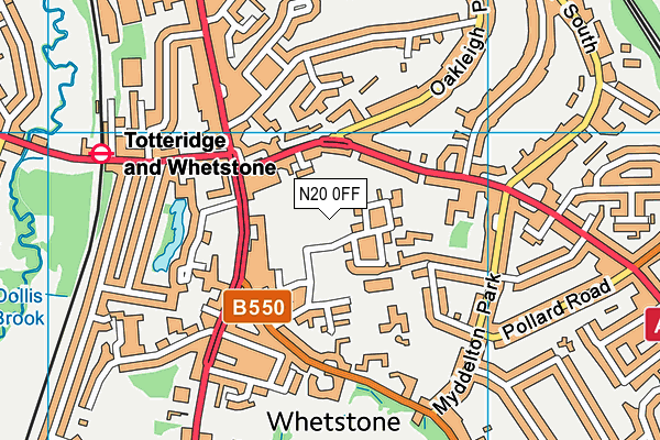 N20 0FF map - OS VectorMap District (Ordnance Survey)