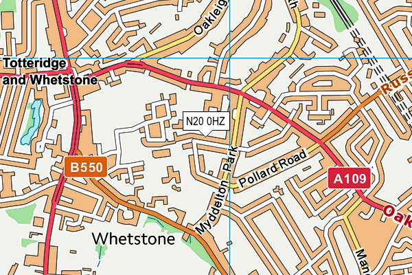 N20 0HZ map - OS VectorMap District (Ordnance Survey)