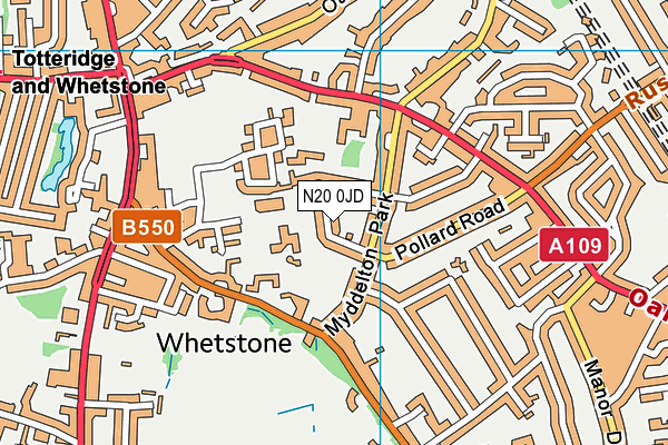 N20 0JD map - OS VectorMap District (Ordnance Survey)