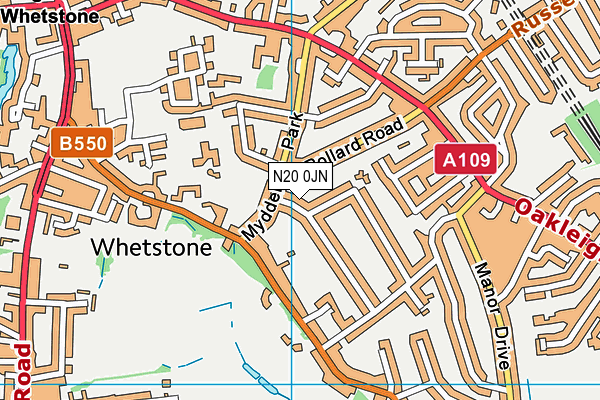 N20 0JN map - OS VectorMap District (Ordnance Survey)