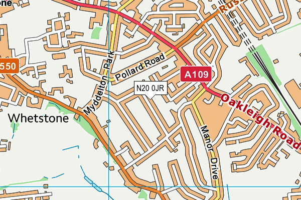 N20 0JR map - OS VectorMap District (Ordnance Survey)