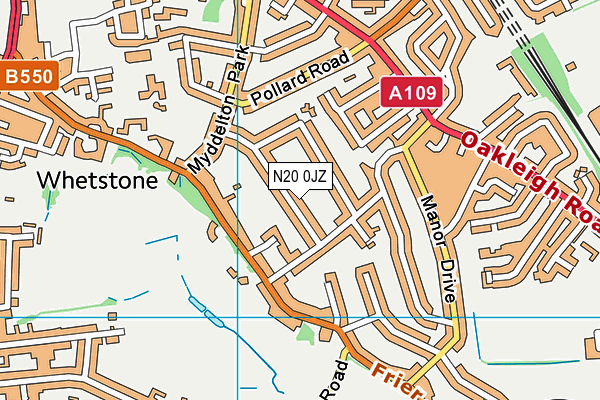N20 0JZ map - OS VectorMap District (Ordnance Survey) N20 0JZ map - OS VectorMap District (Ordnance Survey)