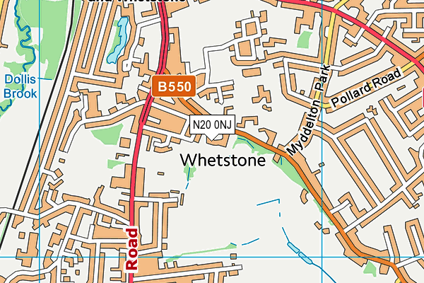 N20 0NJ map - OS VectorMap District (Ordnance Survey)
