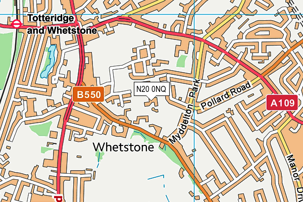 N20 0NQ map - OS VectorMap District (Ordnance Survey)