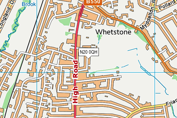 N20 0QH map - OS VectorMap District (Ordnance Survey)