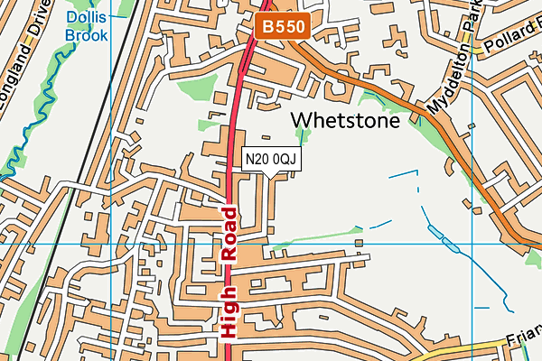 N20 0QJ map - OS VectorMap District (Ordnance Survey)
