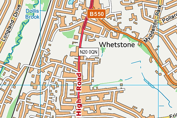 N20 0QN map - OS VectorMap District (Ordnance Survey)