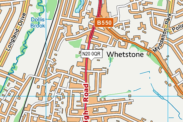 N20 0QR map - OS VectorMap District (Ordnance Survey)