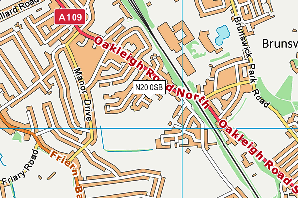 N20 0SB map - OS VectorMap District (Ordnance Survey)