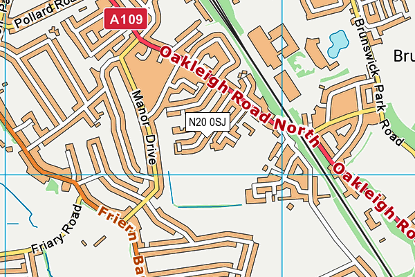 N20 0SJ map - OS VectorMap District (Ordnance Survey) N20 0SJ map - OS VectorMap District (Ordnance Survey)