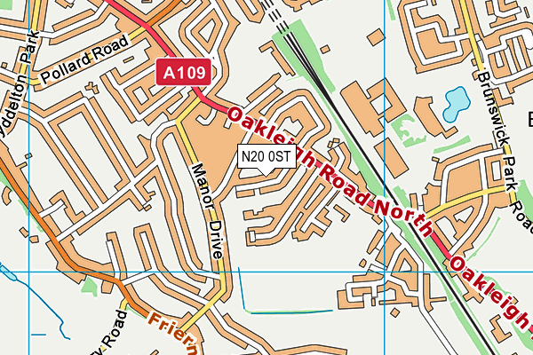 N20 0ST map - OS VectorMap District (Ordnance Survey)