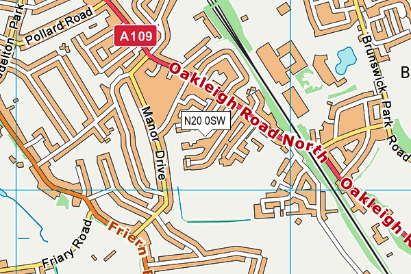 N20 0SW map - OS VectorMap District (Ordnance Survey)