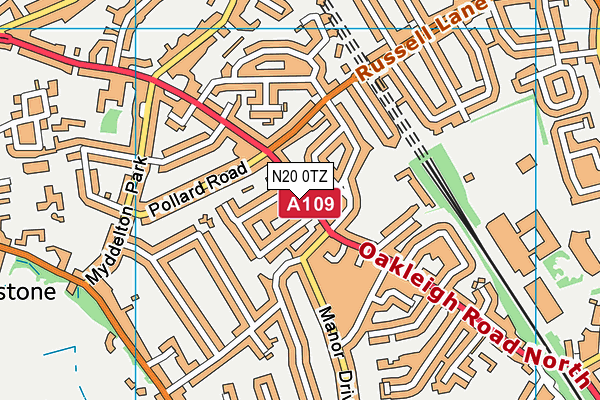 N20 0TZ map - OS VectorMap District (Ordnance Survey)