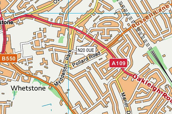 N20 0UE map - OS VectorMap District (Ordnance Survey)