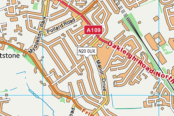 N20 0UX map - OS VectorMap District (Ordnance Survey)