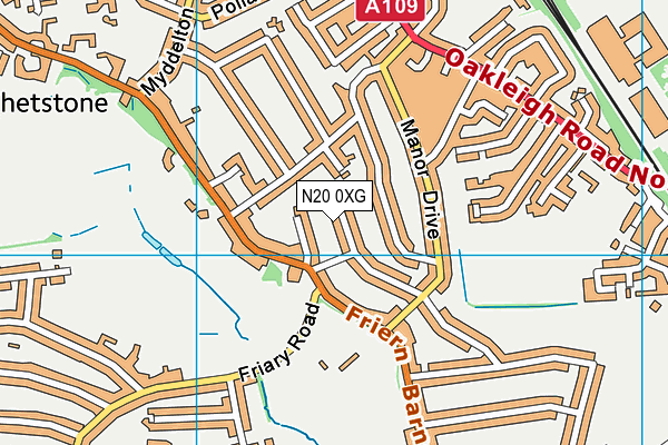 N20 0XG map - OS VectorMap District (Ordnance Survey)
