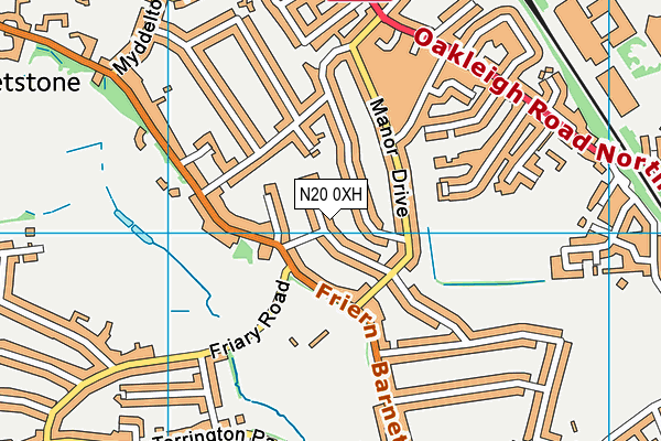 N20 0XH map - OS VectorMap District (Ordnance Survey) N20 0XH map - OS VectorMap District (Ordnance Survey)