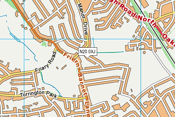 N20 0XJ map - OS VectorMap District (Ordnance Survey) N20 0XJ map - OS VectorMap District (Ordnance Survey)