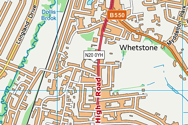 N20 0YH map - OS VectorMap District (Ordnance Survey)