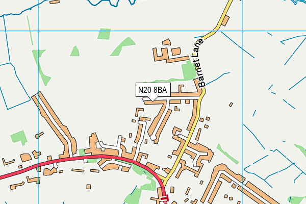N20 8BA map - OS VectorMap District (Ordnance Survey) N20 8BA map - OS VectorMap District (Ordnance Survey)