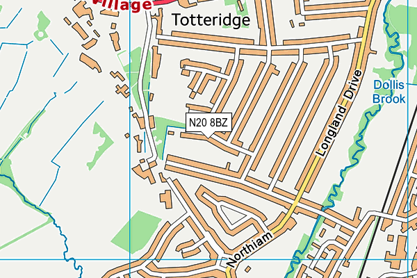 N20 8BZ map - OS VectorMap District (Ordnance Survey)