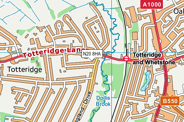 N20 8HA map - OS VectorMap District (Ordnance Survey)
