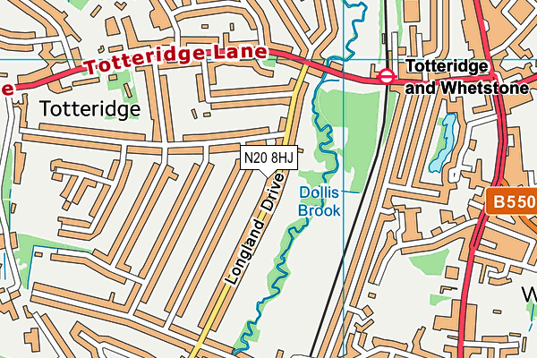 N20 8HJ map - OS VectorMap District (Ordnance Survey)