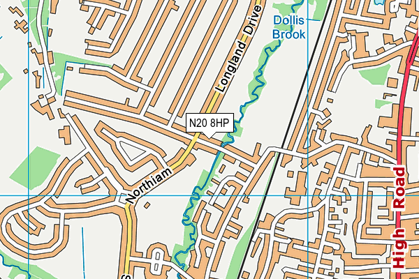 N20 8HP map - OS VectorMap District (Ordnance Survey)