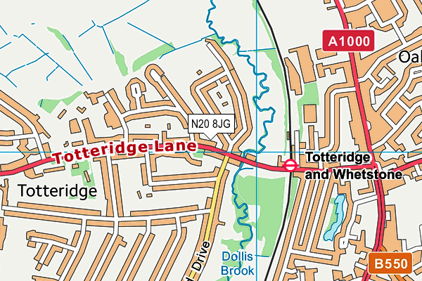 N20 8JG map - OS VectorMap District (Ordnance Survey)