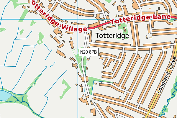 N20 8PB map - OS VectorMap District (Ordnance Survey)