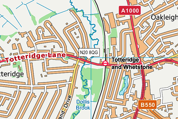 N20 8QG map - OS VectorMap District (Ordnance Survey)