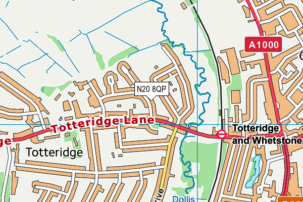 N20 8QP map - OS VectorMap District (Ordnance Survey)