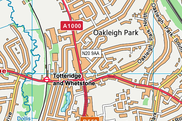 N20 9AA map - OS VectorMap District (Ordnance Survey) N20 9AA map - OS VectorMap District (Ordnance Survey)